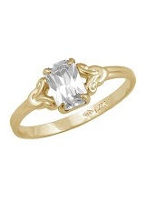 stunning mini rectangle CZ April birthstone ring for babies and children